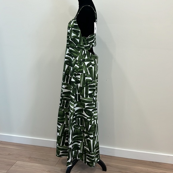 BANANA REPUBLIC POPLIN CUT-OUT MAXI DRESS - Green Print - Picture 8 of 11